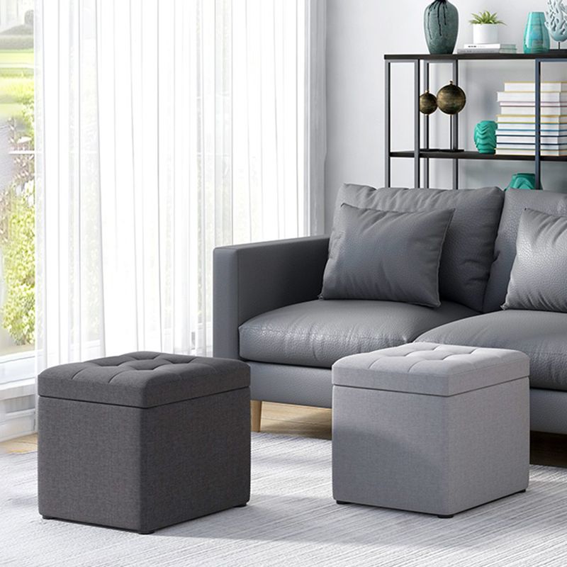 Contemporary Pouf Ottoman PU Leather Upholstered Tufted Square Ottoman with Storage Clearhalo 'furn' 'furn_ottomans_poufs' 'Furniture' 'Living Room Furniture' 'Ottomans & Poufs' 'ottomans_poufs' 1200x1200_687da91f-f647-4110-8a3c-87d282ff5e97