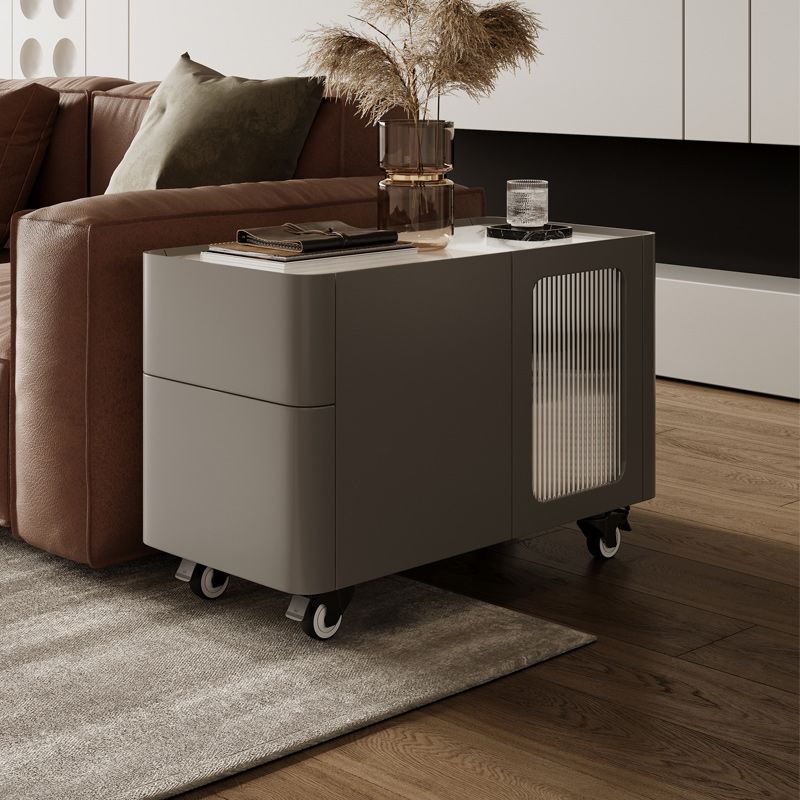 Tray Top Rectangular Side Table with 2 Drawers and a Cabinet Clearhalo 'Coffee & Accent Tables' 'End & Side Tables' 'end_side_tables' 'furn' 'furn_end_side_tables' 'Furniture' 'Living Room Furniture' 1200x1200_687ecc9d-1ae2-4b74-adbf-239d1f0e36be