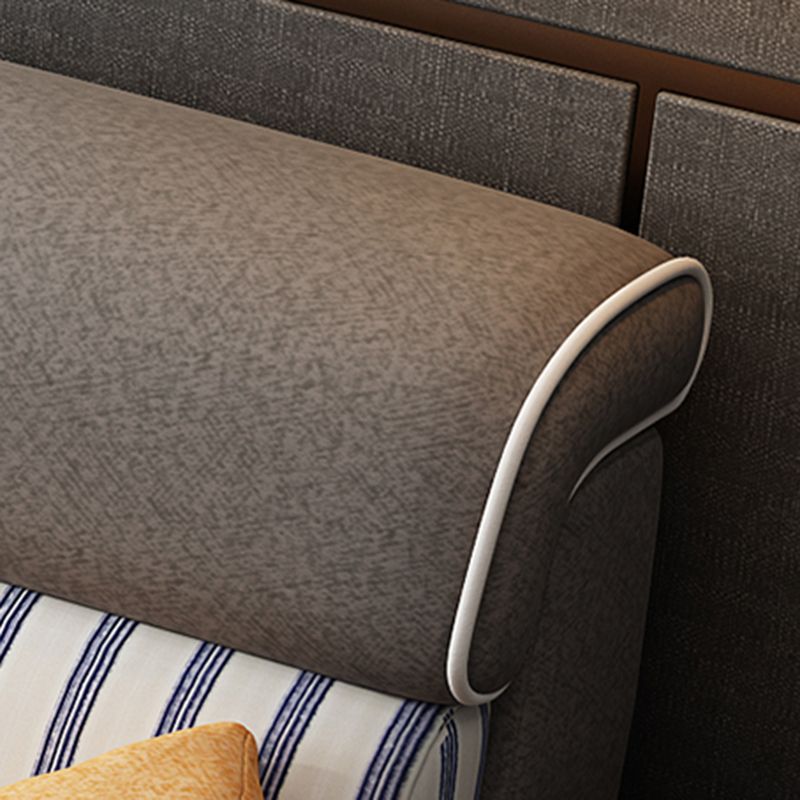 Moderne Stoffsofa & Chaise Quadratarmsofa mit Oberkissen