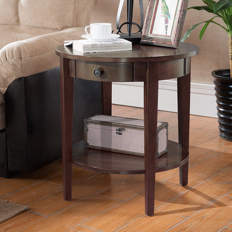 Wood Round Top Side Table 24" Tall 4 Legs End Table with Storage Clearhalo 'Coffee & Accent Tables' 'End & Side Tables' 'end_side_tables' 'furn' 'furn_end_side_tables' 'Furniture' 'Living Room Furniture' 1200x1200_687ef9fd-42ba-496f-92f2-319df1fd951a