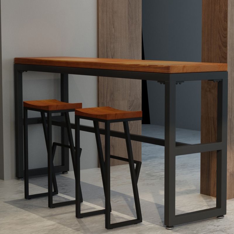 Taburete de bar con pedestal de trineo de hierro, taburete de madera industrial para interiores