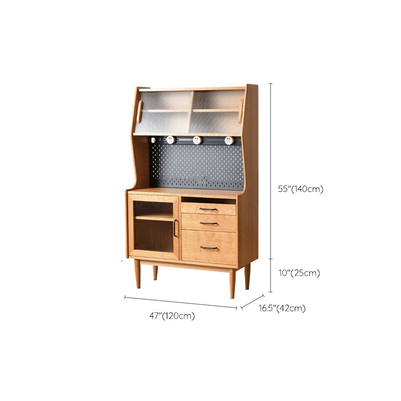 Rectangle Glass Paned Accent Cabinet Industrial Natural Finish Storage Cabinet Clearhalo 'Cabinets & Chests' 'cabinets_chests' 'furn' 'furn_cabinets_chests' 'Furniture' 'Living Room Furniture' 1200x1200_68833d81-bb40-46c5-a51a-09b679e6711e