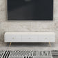 Stand de Wood TV Stand de estilo glamoroso Consola de TV de almacenamiento cerrado de color blanco con cajones