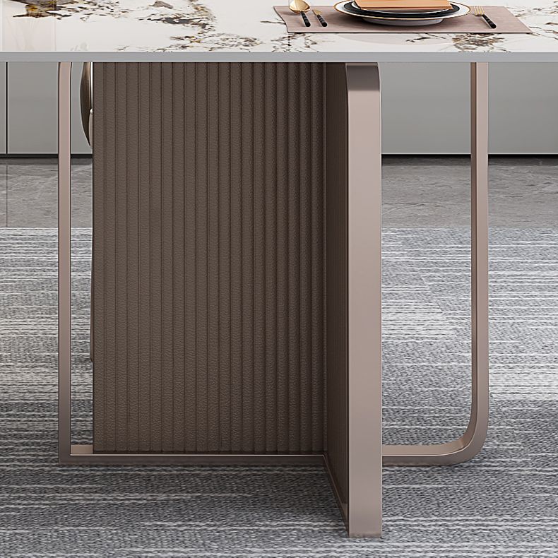 Fixed Minimalist Sintered Stone Top Kitchen Table Set of Brown Tone for Dining Room Clearhalo 'Dining Room Sets' 'Dining Tables & Seating' 'dining_room_set' 'furn' 'furn_dining_room_set' 'Furniture' 'furniture_dining_room_set' 'Kitchen & Dining Furniture' 'kitchen&dining_furn' 'kitchen' 1200x1200_6885427e-d212-4a7d-9ce6-0cf8496d8b05