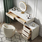 Glam Slate Top Vanity Dressing Table Beige Wooden Makeup Vanity Desk