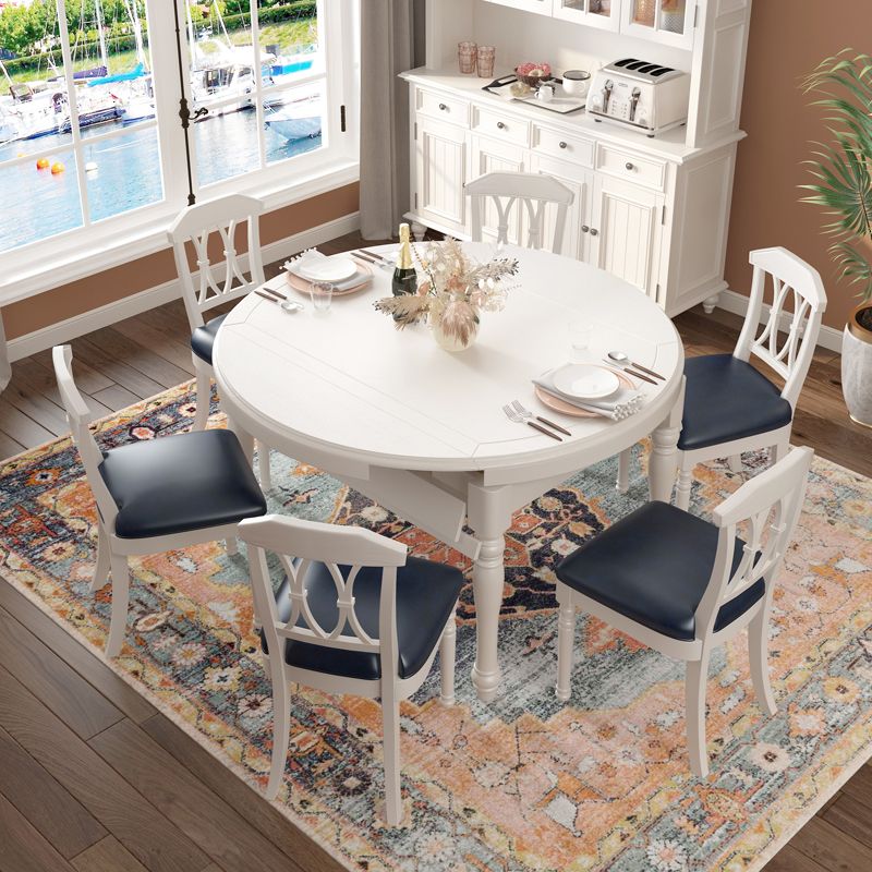 Set di tavoli da pranzo in legno massiccio rotondo set da pranzo da 1/7 pezzi