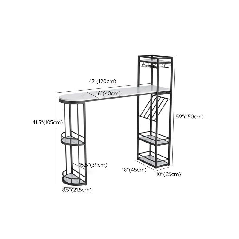 White Stone Bar Table with Storage Modern Specialty Pub Table for Dining Room Clearhalo 'Bar Furniture' 'Bar Tables' 'bar_tables' 'furn' 'furn_bar_tables' 'Furniture' 'Kitchen & Dining Furniture' 1200x1200_688695b7-9337-49f8-9712-0e387f974dbf