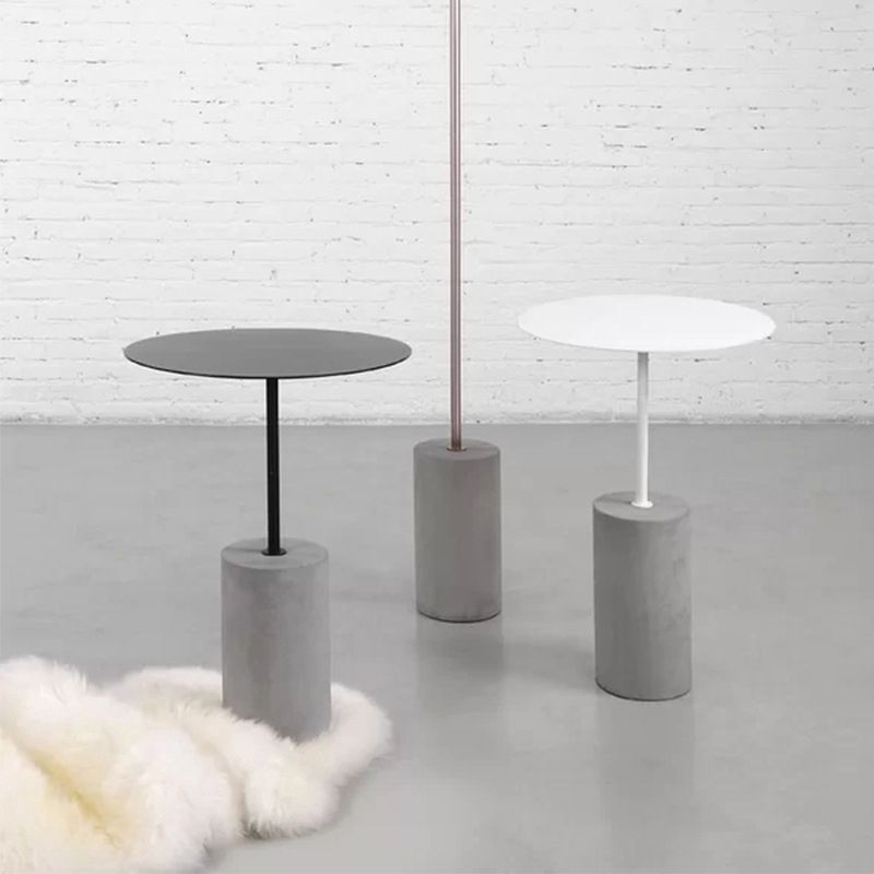 No Distressing End Table Set Modern Round Pedestal Concrete End Table