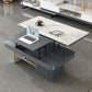 Rectangular Slate Top Coffee Table Abstract Base Cocktail Table with Storage