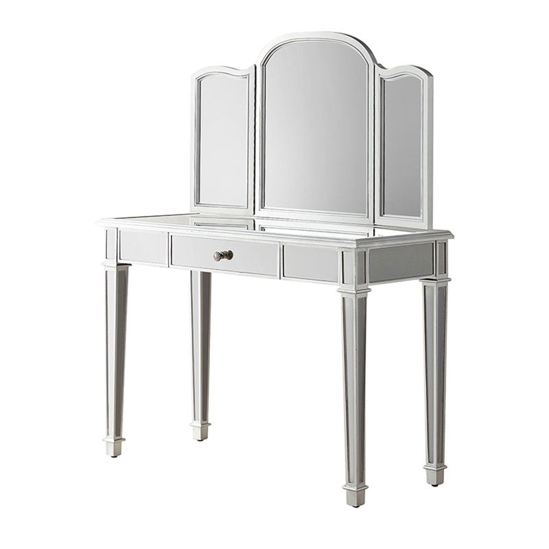 3つの収納引き出し付きスリバーバニティセットガラスメイクアップバニティ、17.71 "幅