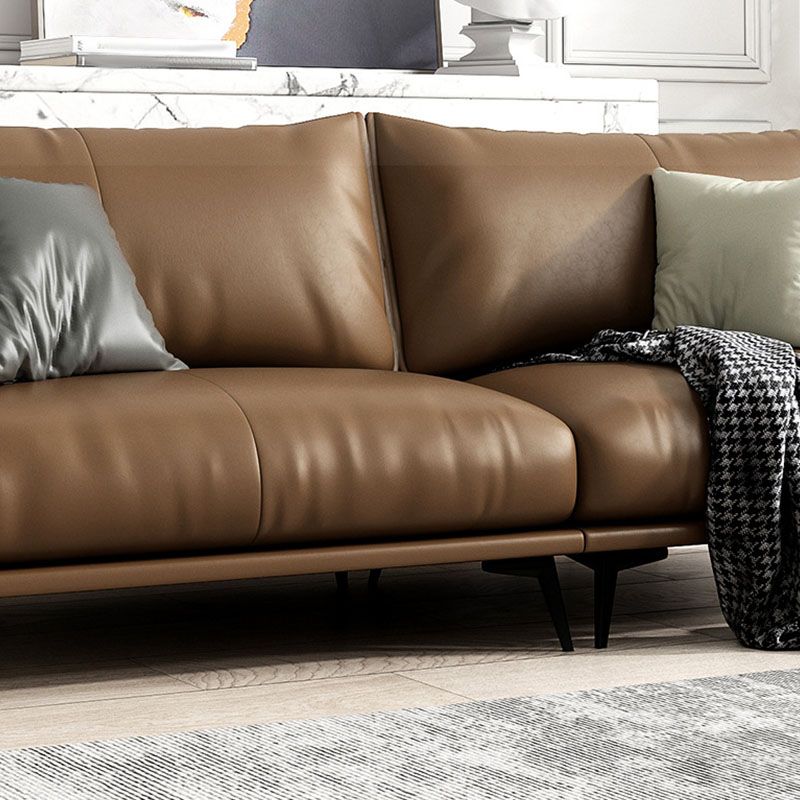 Wooden Leather/cowhide Brown Rectangular Sofa with Latex Upholstery Clearhalo 'furn' 'furn_sofas' 'Furniture' 'furniture_sofas' 'kitchen' 'kitchen_sofas' 'Living Room Furniture' 'Sofa' 'sofas' 1200x1200_68893cde-542a-4633-b8e2-a7e5cf4cb778