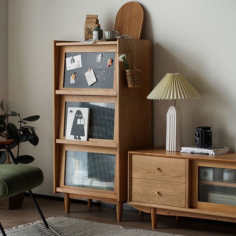 Contemporary Cabinet Bar Pulls Solid Wood with Glass Doors Paned Accent Cabinet