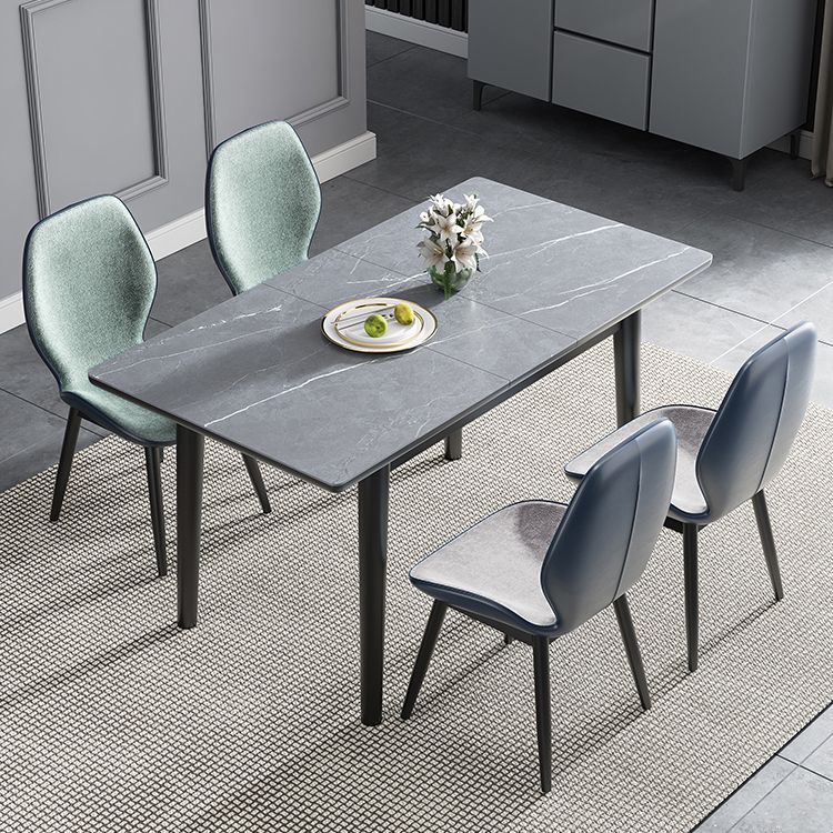 Modern Collapsible Sintered Stone Dining Room Table with 4 Metal Legs for Kitchen Dining Set Clearhalo 'Dining Room Sets' 'Dining Tables & Seating' 'dining_room_set' 'furn' 'furn_dining_room_set' 'Furniture' 'furniture_dining_room_set' 'Kitchen & Dining Furniture' 'kitchen&dining_furn' 'kitchen' 1200x1200_688c410d-80b8-4efa-8a79-2359ba130b28