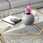Glass & Marble Hexagon Coffee Table Modern Style Frame Cocktail Table