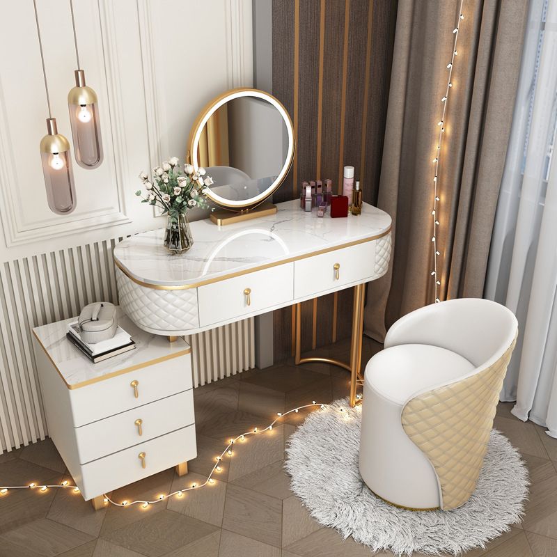 Glam Wood Vanity Dressing Table with Drawers in White Dressing Table Clearhalo 'Bedroom Furniture' 'furn' 'furn_makeup_vanities' 'Furniture' 'Makeup Vanities' 'makeup_vanities' 1200x1200_688d1db7-f20f-4bd5-89d2-b961fe30cf97