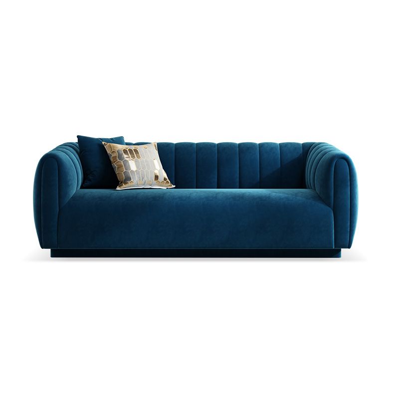 Nordic Sewn Pillow Back Sofa 31.5" High Velvet Tuxedo Arm Sofa Clearhalo 'furn' 'furn_sofas' 'Furniture' 'furniture_sofas' 'kitchen' 'kitchen_sofas' 'Living Room Furniture' 'Sofa' 'sofas' 1200x1200_688d2f67-c435-498b-a685-65341daa96b4