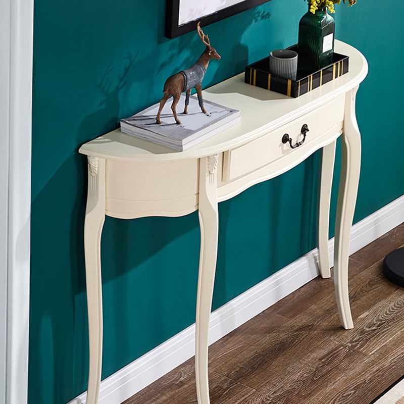 Console mezzaluna moderna di metà secolo in marrone bianco/scuro