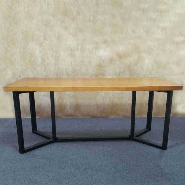 Industrial Rectangle Dining Table Solid Wood Trestle Base Dining Table Clearhalo ' dining_table' 'Dining Tables & Seating' 'Dining Tables' 'furn' 'furn_dining_table' 'Furniture' 'furniture_dining_table' 'Kitchen & Dining Furniture' 'kitchen&dining_furn' 'kitchen' 'kitchen_dining_table' 1200x1200_688e5ba4-8b3b-4ccf-b8b8-f97a92855a8a