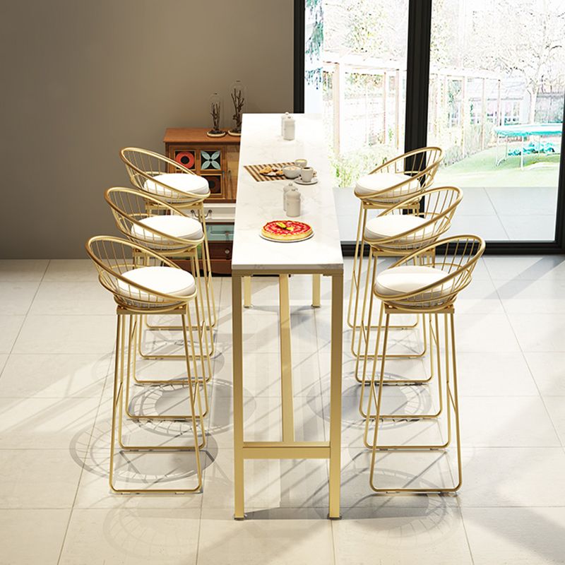 Marble Contemporary Cocktail Bar Table White and Gold Rectangle Counter Table Clearhalo 'Bar Furniture' 'Bar Tables' 'bar_tables' 'furn' 'furn_bar_tables' 'Furniture' 'Kitchen & Dining Furniture' 1200x1200_688f4894-18e5-408c-8c7b-265323144f16