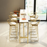 Marble Contemporary Cocktail Bar Table White and Gold Rectangle Counter Table Clearhalo 'Bar Furniture' 'Bar Tables' 'bar_tables' 'furn' 'furn_bar_tables' 'Furniture' 'Kitchen & Dining Furniture' 1200x1200_688f4894-18e5-408c-8c7b-265323144f16