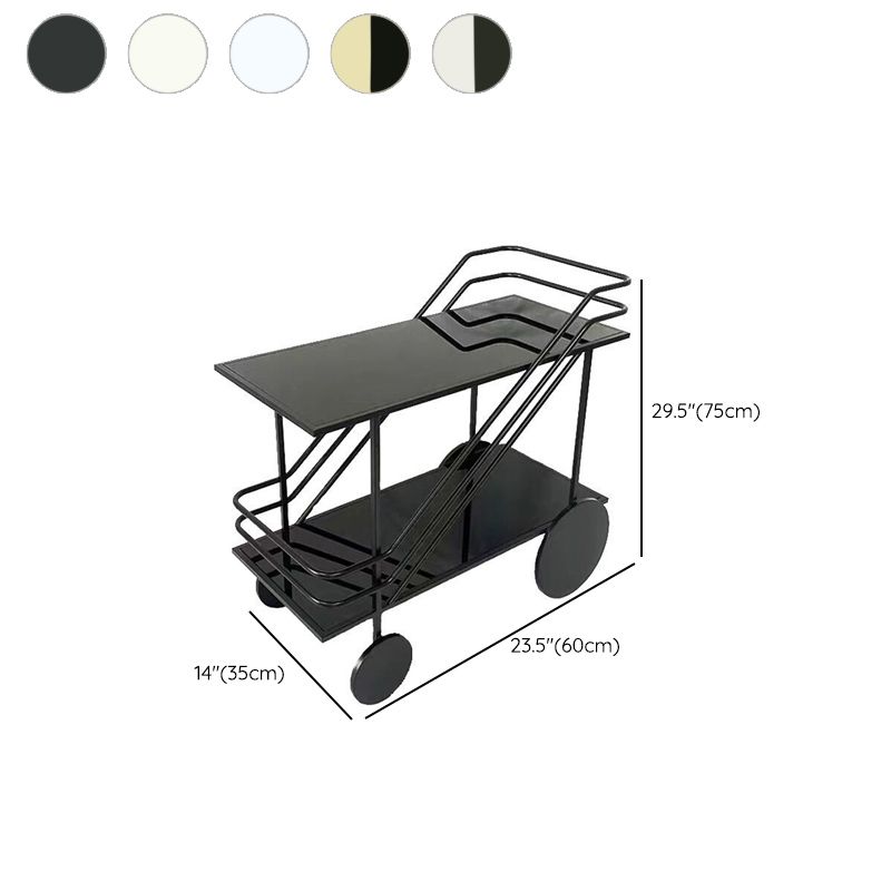 Table de préparation moderne en verre roulant ouvrir un chariot de cuisine rectangulaire