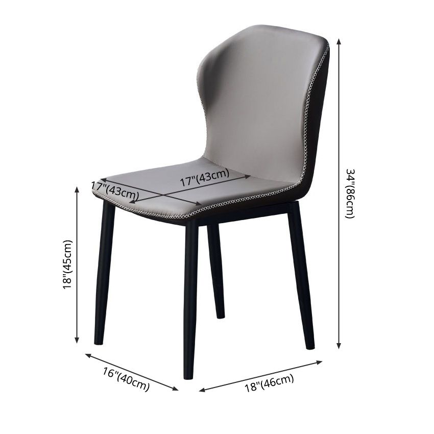 Home Contemporary Side Chair Wingback Metal Dining Room Chair with Leather Cushion Clearhalo ' kitchen&dining_furn' 'Dining Chairs' 'Dining Tables & Seating' 'dining_chair' 'furn' 'furn_dining_chair' 'Furniture' 'furniture_dining_chair' 'Kitchen & Dining Furniture' 'kitchen' 1200x1200_68940200-74ff-4ab4-9322-6fe6724a3cbc