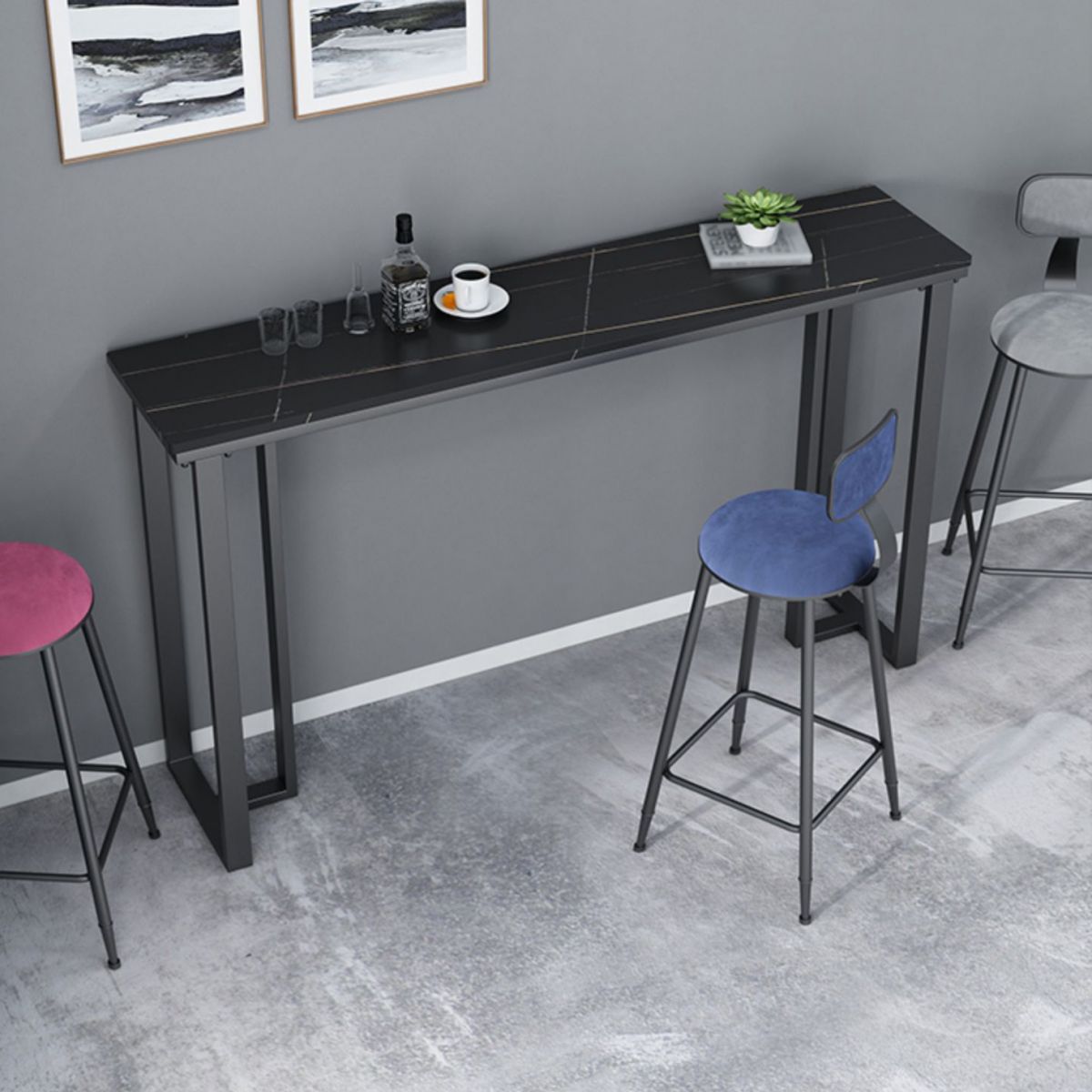 Modern Style Bar Table 42-inch Height Stone Top and Metal Base Bistro Table Clearhalo 'Bar Furniture' 'Bar Tables' 'bar_tables' 'furn' 'furn_bar_tables' 'Furniture' 'furniture_bar_tables' 'Kitchen & Dining Furniture' 1200x1200_689505be-4762-4ffc-bb11-45ae70525234