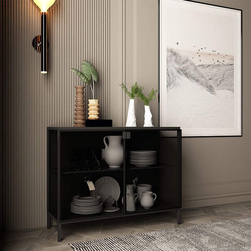 Contemporary Metal China Cabinet Glass Doors Display Cabinet with Doors