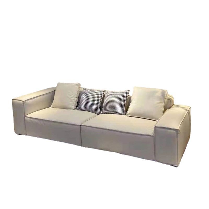 Stain-Resistant Leather Couch Square Arm Standard Settee in White Clearhalo 'furn' 'furn_sofas' 'Furniture' 'furniture_sofas' 'Living Room Furniture' 'Sofa' 'sofas' 1200x1200_689627de-8342-4da9-aa20-e09fe24e4840