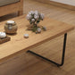Scandinavian Rectangle Cocktail Table with Pine Wood Top and Iron Sled Base