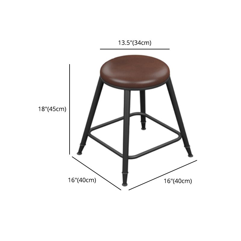 Industrial Armless Counter Stool Steel Cafe Bar Stool with Leather Cushion and Pedal Clearhalo 'Bar Furniture' 'Bar Stools' 'bar_stools' 'furn' 'furn_bar_stools' 'Furniture' 'furniture_bar_stools' 'Kitchen & Dining Furniture' 1200x1200_689bd634-e1e8-4637-9c41-5bea5a756b40