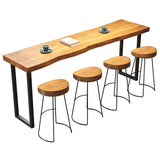 Tavolo da pub rettangolare top in legno pino tavolo da bar moderno con doppio piedistallo in nero