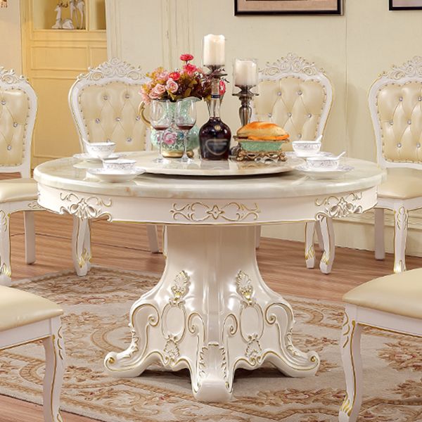 Solid Wood Victorian Round Dining Table Faux Marble Top Table with Pedestal Clearhalo 'Dining Tables & Seating' 'Dining Tables' 'dining_table' 'furn' 'furn_dining_table' 'Furniture' 'furniture_dining_table' 'Kitchen & Dining Furniture' 'kitchen' 'kitchen_dining_table' 1200x1200_689d20ee-78e6-4857-96d0-52c6f24b74fb