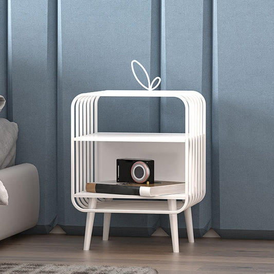 2 ripiani in metallo in metallo tavolo da notte di stoccaggio aperto contemporaneo, 24,8 "