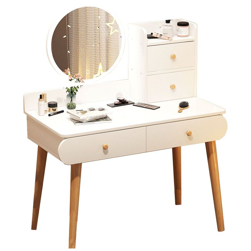 Contemporary White Vanity Dressing Table with Mirror in Solid Wood Clearhalo 'Bedroom Furniture' 'furn' 'furn_makeup_vanities' 'Furniture' 'Makeup Vanities' 'makeup_vanities' 1200x1200_68a14c88-3459-4038-8fe4-1bc61450778a