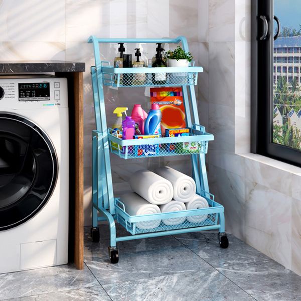 17.5"L x 12"W x 37"H Modern Metal Prep Table Open Storage Rolling Prep Table with Basket