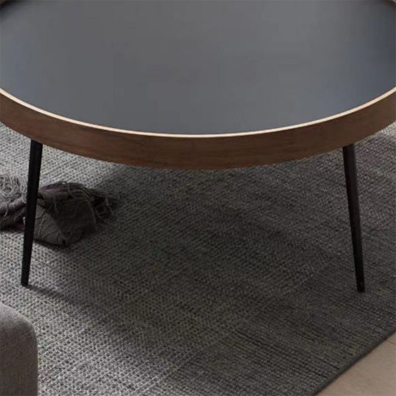 Round Wooden Coffee Table Black Tray Top Cocktail Table with 4 Legs Clearhalo 'Coffee & Accent Tables' 'Coffee Tables' 'coffee_tables' 'furn' 'furn_coffee_tables' 'Furniture' 'Living Room Furniture' 1200x1200_68a2a44e-1309-4d3e-8a20-b25c4edb4de1