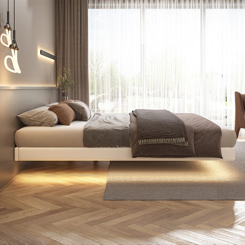 Contemporary Platform Bed Solid Wood Standard Bed with Light for Bedroom