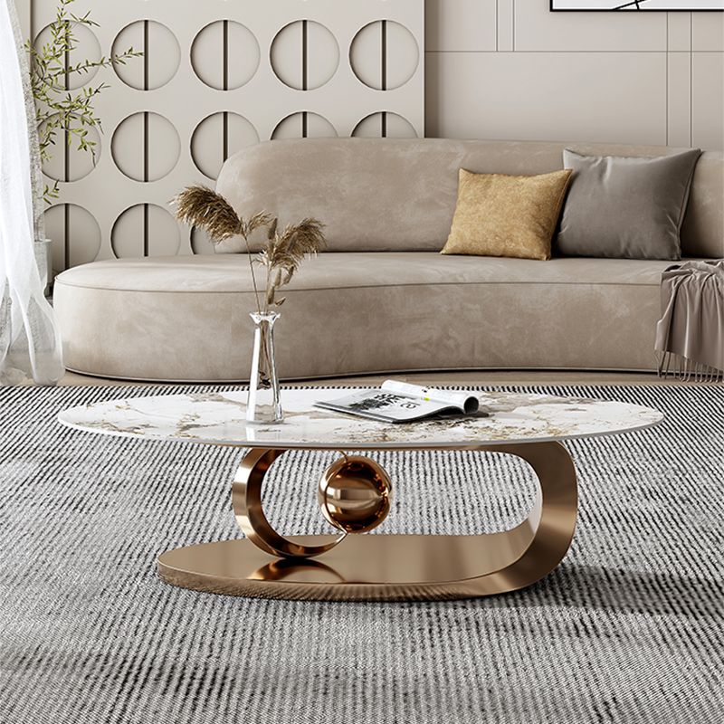 Tavolino top in ardesia glam astratto tavolo da cocktail di caffè ovale