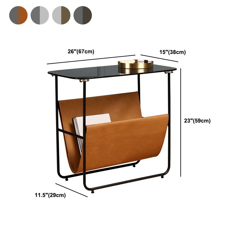 Tabella superiore in vetro rettangolare 26.38 "W x 14.96" D x 23.23 "TABELLO DI FINE H con scaffale