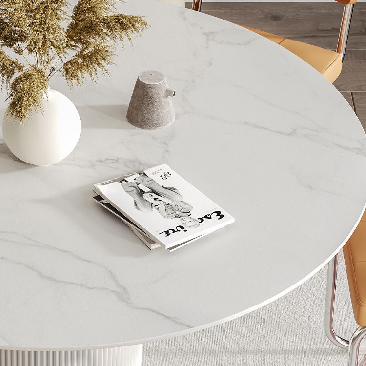 Ronde bovenste eettafel eigentijdse tafel met voetstuk in het wit