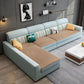 Moderne Stoffsofa & Chaise Quadratarmsofa mit Oberkissen