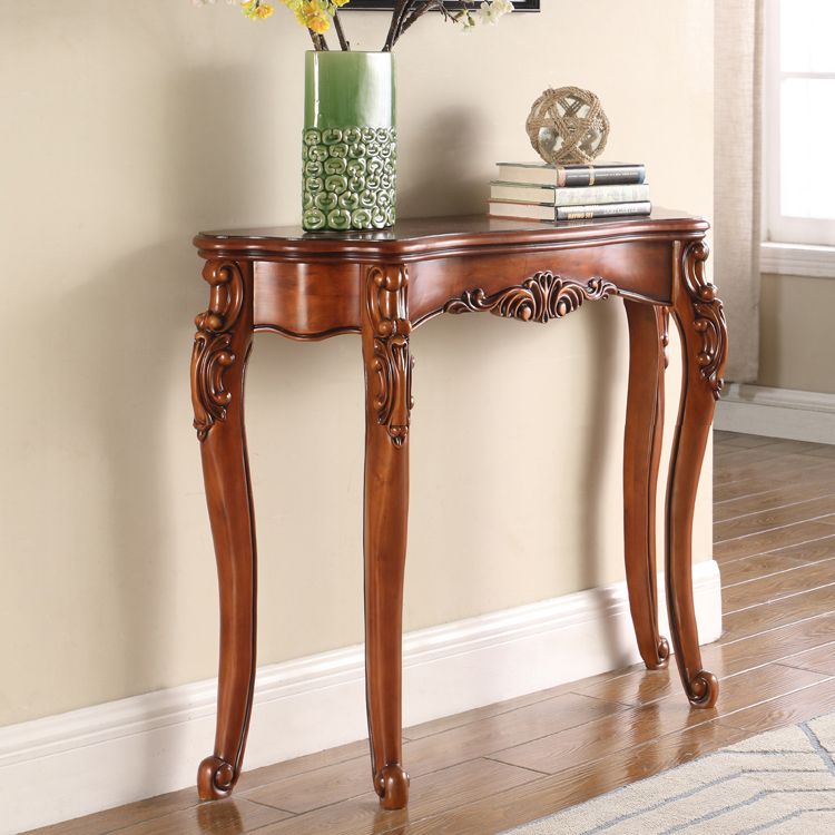 Free Form Wood Console Table with 4 Legs Solid Wood Frame Accent Table for Hall Clearhalo 'Console Tables' 'console_tables' 'Entry & Mudroom Furniture' 'furn' 'furn_console_tables' 'Furniture' 1200x1200_68ada32d-bf12-4cdd-b903-067d015f4e92