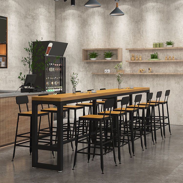 Industrial Table and Stool Set 1/4/7 Pcs Solid Wood Bar Table with Iron Base Stools Clearhalo 'Bar Furniture' 'furn' 'furn_home_bar_bar_sets' 'Furniture' 'Home Bars & Bar Sets' 'home_bar_bar_sets' 'Kitchen & Dining Furniture' 1200x1200_68b1668f-edc0-4ab9-bfef-e7e45d2eebf8
