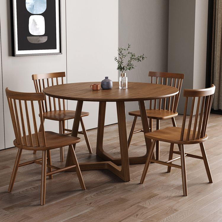 Modern Style Dinette Set 1/2/4/5 Pcs Round Solid Wood Dinette Table with Dining Chair Clearhalo 'Dining Room Sets' 'Dining Tables & Seating' 'dining_room_set' 'furn' 'furn_dining_room_set' 'Furniture' 'Kitchen & Dining Furniture' 1200x1200_68b31331-2f78-406d-a6f0-025ba35dbdad