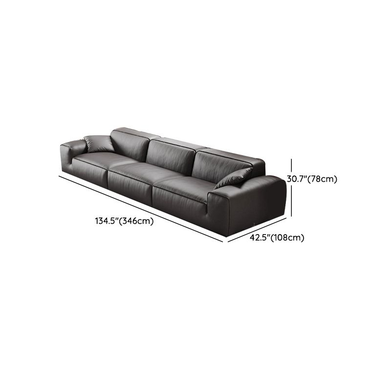 Black Genuine Leather Sectionals 30.7" H Square Arm Sectional Sofa Set Clearhalo 'furn' 'furn_sectionals' 'Furniture' 'Living Room Furniture' 'Sectionals' 1200x1200_68b58421-fa3c-4670-9b9d-16e4f76e07c7