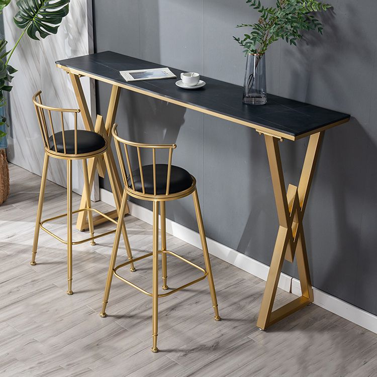 Glam Marble Bar Table with Rectangle Table Top Double Pedestal Table - 41.3" H Clearhalo 'Bar Furniture' 'Bar Tables' 'bar_tables' 'furn' 'furn_bar_tables' 'Furniture' 'furniture_bar_tables' 'Kitchen & Dining Furniture' 1200x1200_68b673f7-78ba-425f-9756-67941eb7e4f0