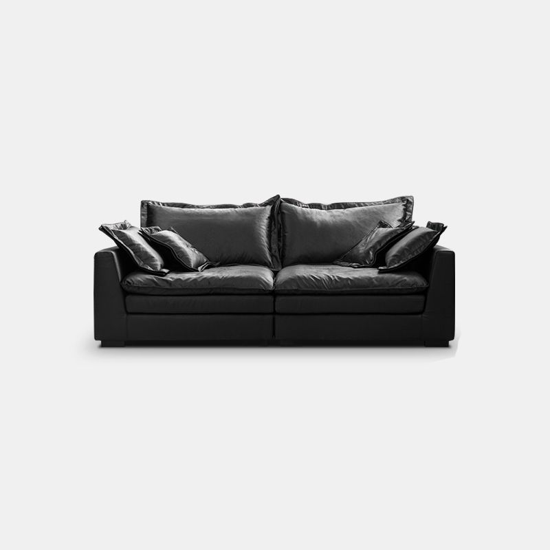 Black Contemporary Faux Leather Tuxedo Arm Sofa with Bolster Pillows for Living Room Clearhalo 'furn' 'furn_sofas' 'Furniture' 'furniture_sofas' 'kitchen' 'kitchen_sofas' 'Living Room Furniture' 'Sofa' 'sofas' 1200x1200_68b811ab-fe26-454f-92d8-69a03c356712