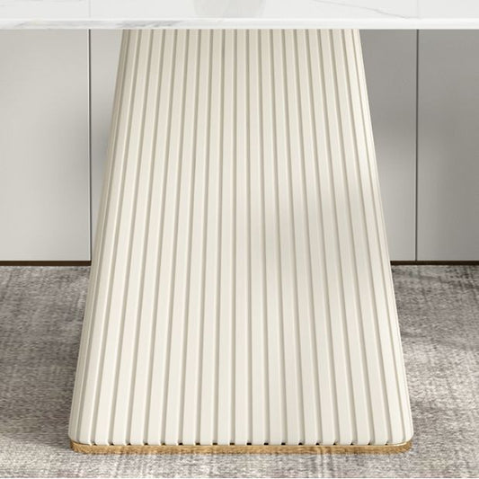 Moderno 1/4/5/6/7 pezzi sala da pranzo tavolo mobili in pietra rettangolo in bianco