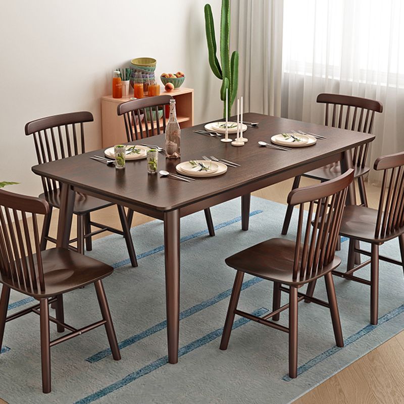 Rectangle Modern Dining Table Brown Fixed Table with Rubberwood Solid Wood Clearhalo ' dining_table' 'Dining Tables & Seating' 'Dining Tables' 'furn' 'furn_dining_table' 'Furniture' 'furniture_dining_table' 'Kitchen & Dining Furniture' 'kitchen&dining_furn' 'kitchen' 'kitchen_dining_table' 1200x1200_68b8deb6-2938-4edd-b209-9eb07a506ff9